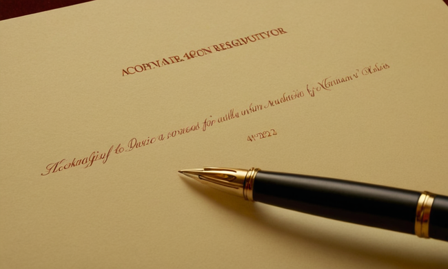 Carta de aceptación de renuncia formal firmada por un ejecutivo frente a un logotipo de empresa.
