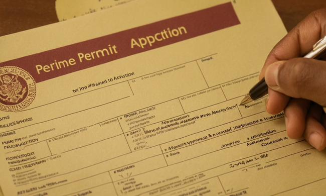 Una persona que revisa una solicitud de permiso de trabajo a tiempo parcial con recursos adicionales destacados.